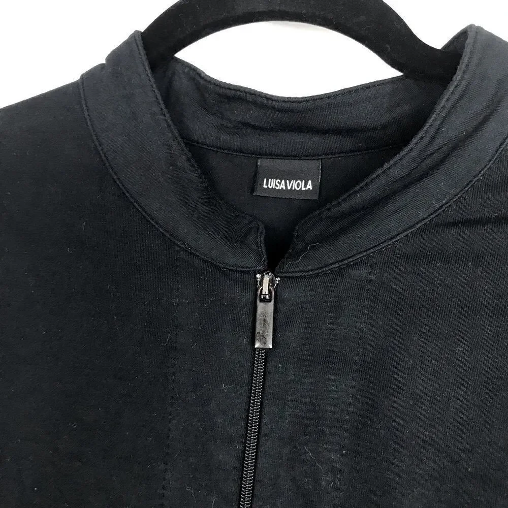 Luisa Viola Black Zip up Athleisure Jacket or Base Layer